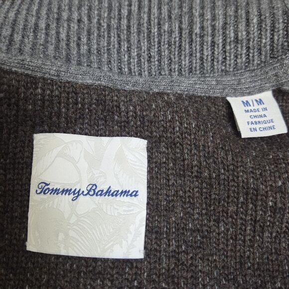 Tommy Bahama Cordillero Bomber Jacket Wool Blend Knit Gray/Blk Men's M - Picture 10 of 15